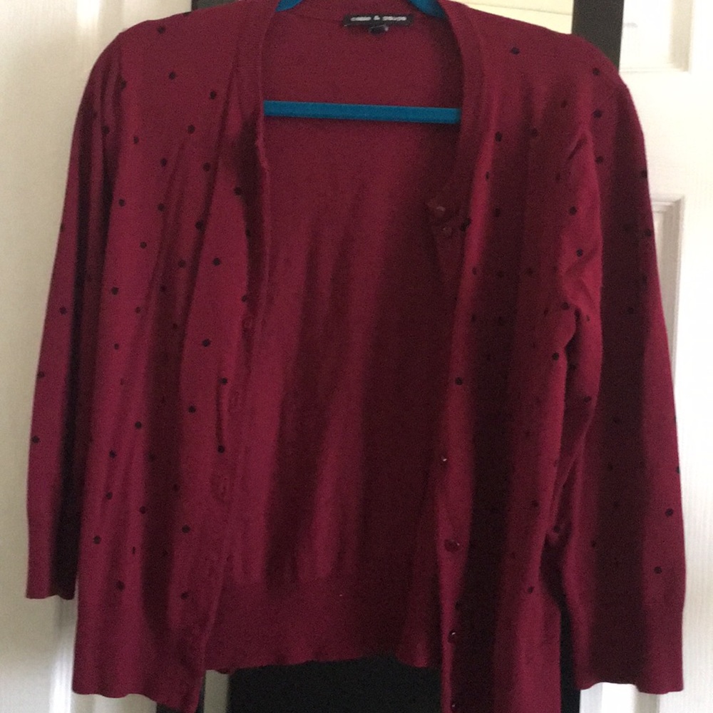 Red cardigan